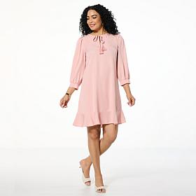 G by Giuliana Woven Tencel Flounced Hem Shift Dress