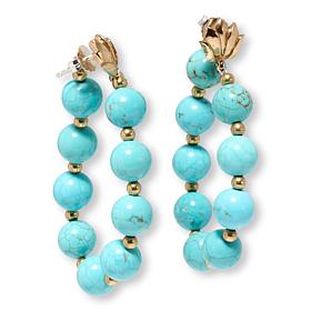 GemHues Lotus Bronze Gemstone Bead Hoop Drop Earrings