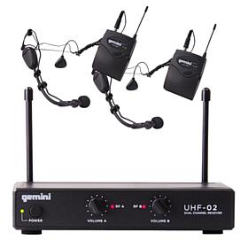 Gemini UHF-02HL UHF Dual Headset Wireless Microphone System