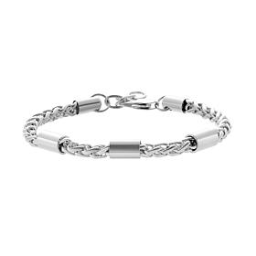 Geoffrey Beene Men's Stainless Steel 3-Cylinder Wheat Chain Bracelet