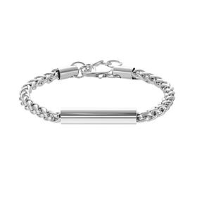 Geoffrey Beene Men's Stainless Steel Cylinder Bar Wheat Chain Bracelet