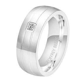 Geoffrey Beene Men's Stainless Steel CZ Polished Ring