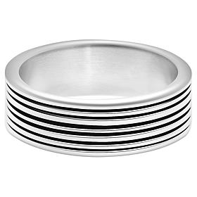 Geoffrey Beene Men's Stainless Steel Engraved Edge Band Ring