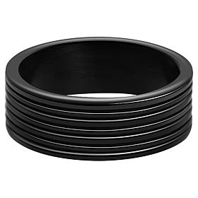 Geoffrey Beene Men's Stainless Steel Engraved Edge Band Ring