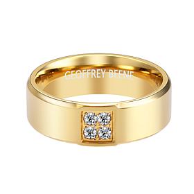 Geoffrey Beene Men's Stainless Steel Four-CZ Ring