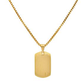 Geoffrey Beene Stainless Steel Striped Dog Tag Pendant Necklace