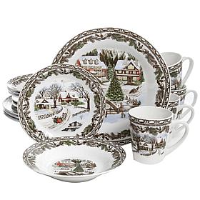 Gibson Home Christmas Nights 16-piece Porcelain Dinnerware Set