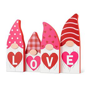 Glitzhome 11in L Valentine's Love Wooden Gnome Table Decor