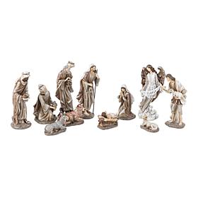 Glitzhome 11pcs Textured Resin Nativity Figurine Set