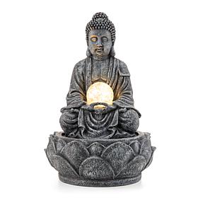 Glitzhome 12" Zen-Style Polyresin Table Fountain with LED Light