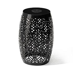 Glitzhome 18.25" Iron Cutout Leaf Pattern Solar Powdered Garden Stools