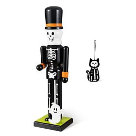 Glitzhome 18"H Halloween Wood w/Ornament Nutcracker