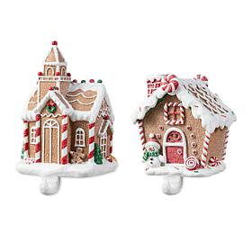 Glitzhome 2-piece Set of Resin Gingerbread House Stocking Holders