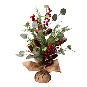 Glitzhome 20in H Christmas Floral Table Tree Decor