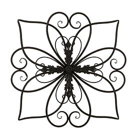 Glitzhome 20"L Heart and Petal Iron Scroll Outdoor Wall Decor