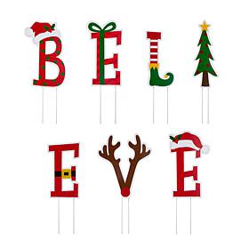 Glitzhome 22.5" H Set of 7 BELIEVE Yard Stake or Wall Decor
