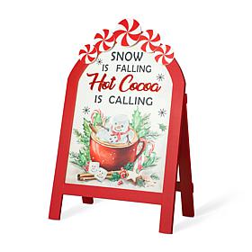 Glitzhome 24.25" Christmas Peppermint Wooden Easel Porch Décor