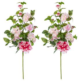 Glitzhome 28"H Set of 2 Pink Hydrangea, Peony & Cherry Picks