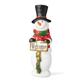 Glitzhome 29.25" Christmas Snowman Porch Decor w/Lights, Timer
