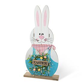 Glitzhome 30in H Easter Wooden Bunny Porch Decor