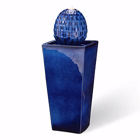 Glitzhome 35.75" Outdoor Ceramic Pedestal Fountain w Pump, LED Light