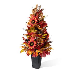 Glitzhome 36"H Fall Sunflower, Pinecone and Berry Porch Tree