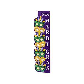 Glitzhome 41.75"H Mardi Gras Lighted Wooden Stacked Masks Porch Decor