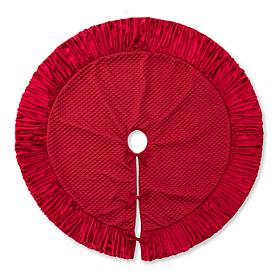Glitzhome 48in. D Deluxe Velvet Ruffled Christmas Tree Skirt