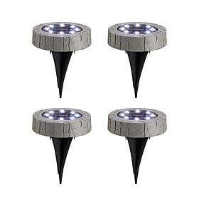 Glitzhome 5.25"H 4-pk. Resin Solar Disk Light