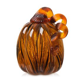 Glitzhome 6in. H Striped Glass Pumpkin