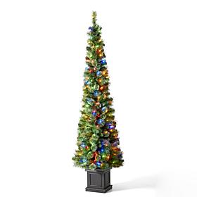 Glitzhome 7' Green Pine Porch Christmas Tree with 200 Lights
