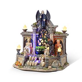 Glitzhome 9.75"H Lighted Resin Halloween Haunted House Village
