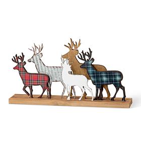 Glitzhome Galvanized Metal and Wooden Reindeer Table Decor