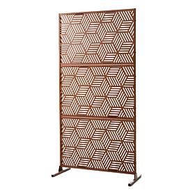 Glitzhome Galvanized Steel Geometric Privacy Screen with Riser Feet