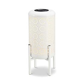 Glitzhome Metal Cutout 14.25"H Solar LED Outdoor Lantern w/ Stand