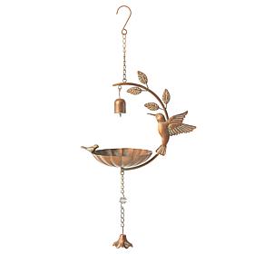 Glitzhome Metal Faux Copper Patina Hummingbird Hanging Birdfeeder