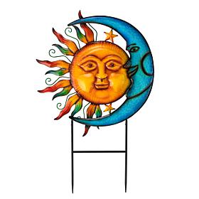 Glitzhome Metal Sun and Moon Yardstake or Wall Decor
