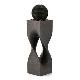Glitzhome Modern Geometric Outdoor Fountain with LED Light 36.5"H