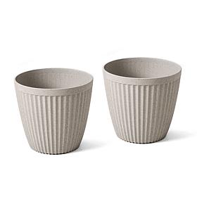 Glitzhome Oversized Eco-Friendly PE Faux Ceramic Tall Pot Planter 2pk