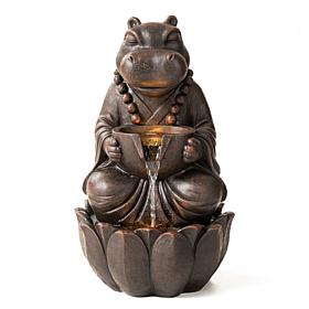 Glitzhome Zen-Style Animal Outdoor Fountain with LED Lights 21.75"H