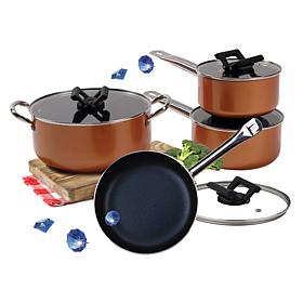 Gourmet Edge Stackable Diamond Infused Non-stick 8Pc Cookware Set