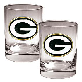 Green Bay Packers 2pc Rocks Glass Set
