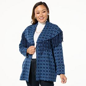 GREY by Jhoan Sebastian Grey Fringed Jacquard Sweater Topper