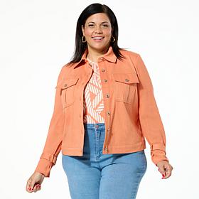 GREY by Jhoan Sebastian Grey Knit Denim Jacket w/Mesh Sweater Sleeve