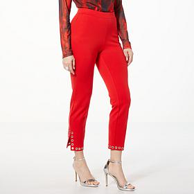 GREY by Jhoan Sebastian Grey Ponte Pant with Grommet Detail