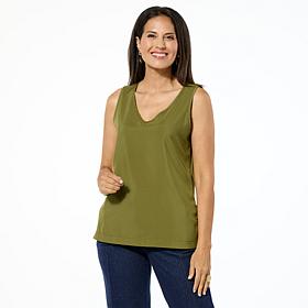 GREY by Jhoan Sebastian Grey Satin Dual Neckline Tank