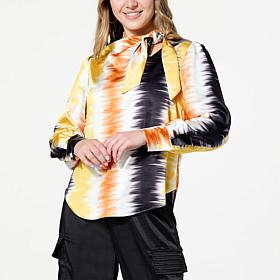 GREY by Jhoan Sebastian Grey Satin Tie Neck Blouse