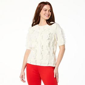 GREY by Jhoan Sebastian Grey Short Sleeve Fringe Sweater