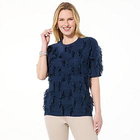 GREY by Jhoan Sebastian Grey Short Sleeve Fringe Sweater