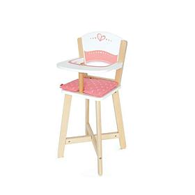 Hape Babydoll Highchair - Wooden Doll Play Furniture - Pink Hearts